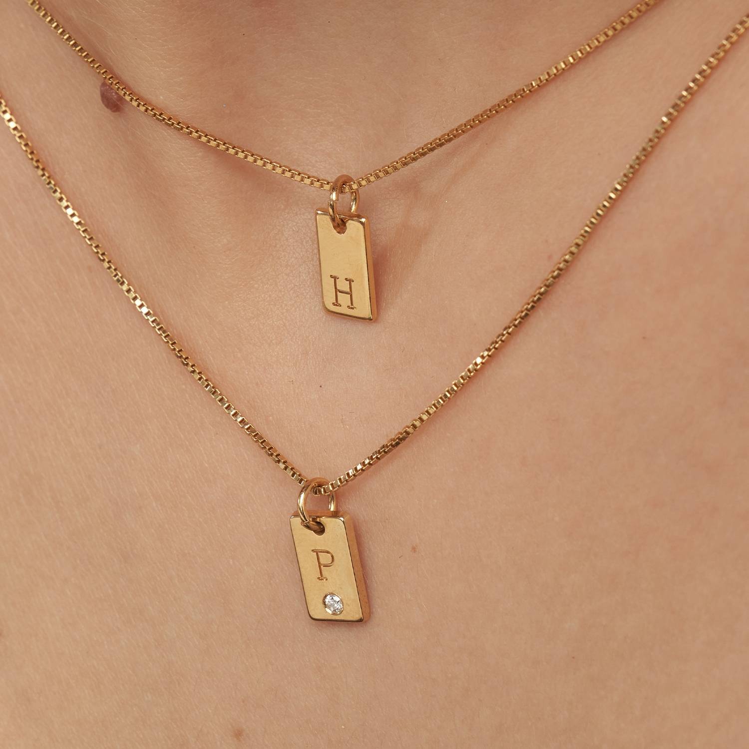 Tag Initial Necklace - 18K Gold Vermeil