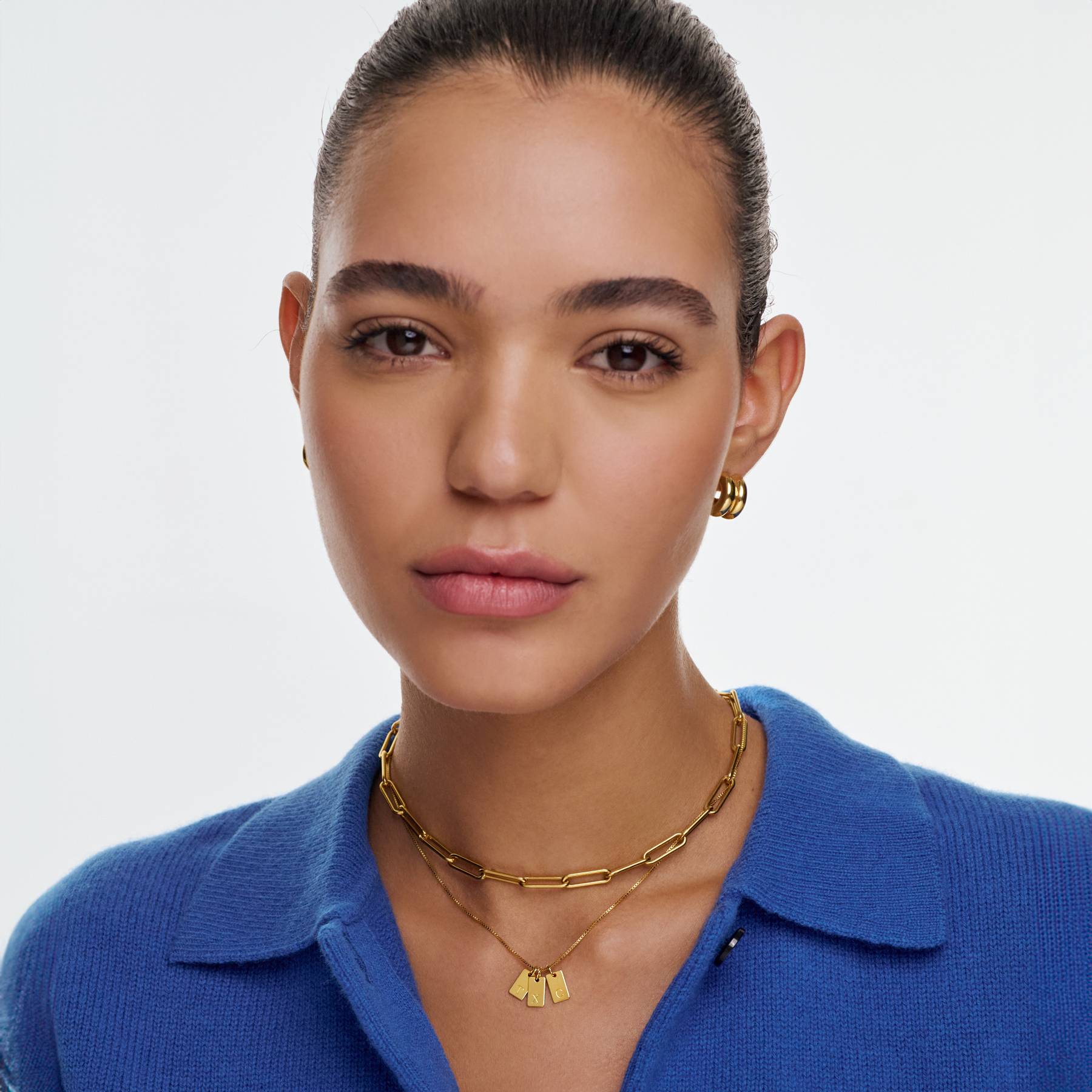 Tag Initial Necklace - 18K Rose Gold Vermeil