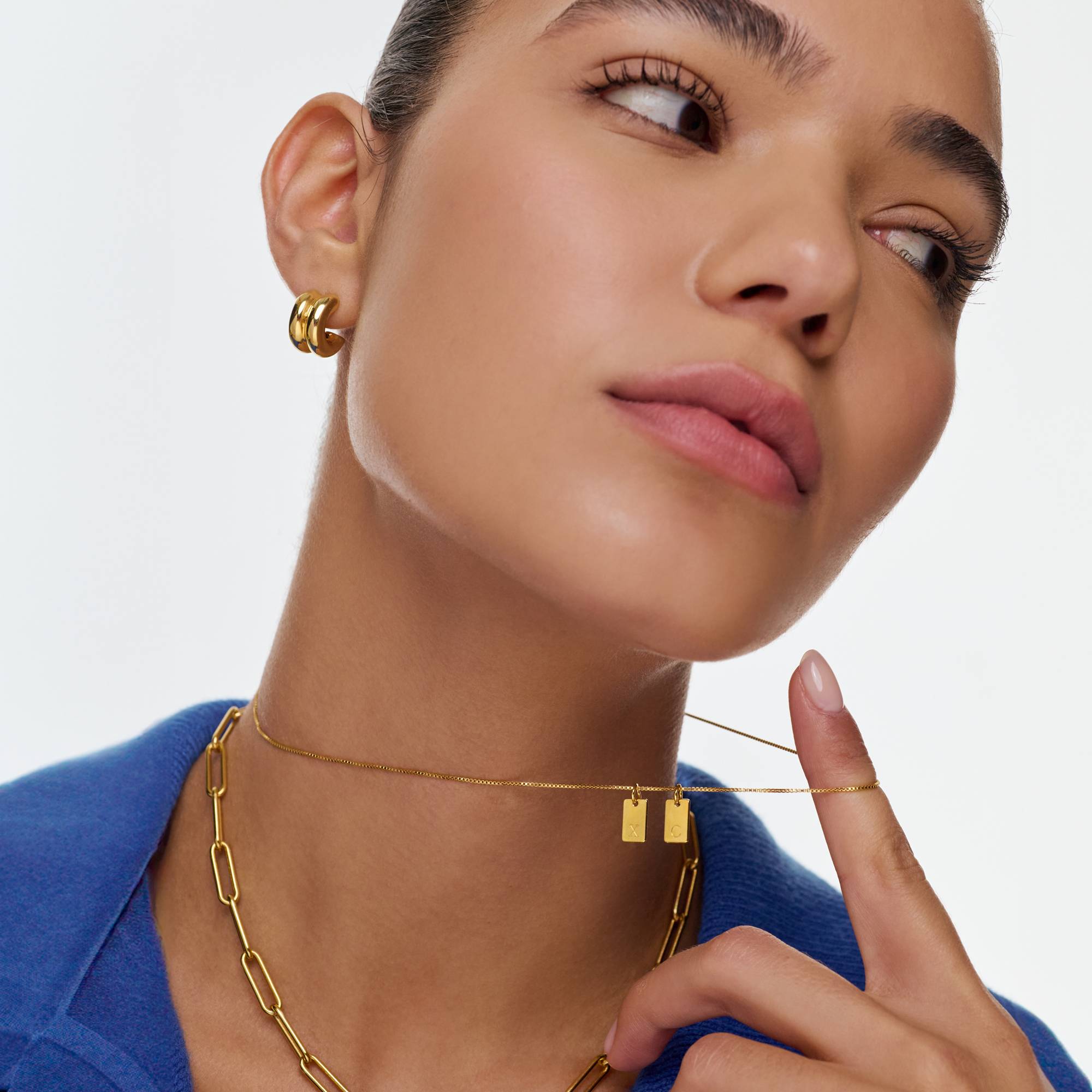 Tag Initial Necklace - 18K Rose Gold Vermeil