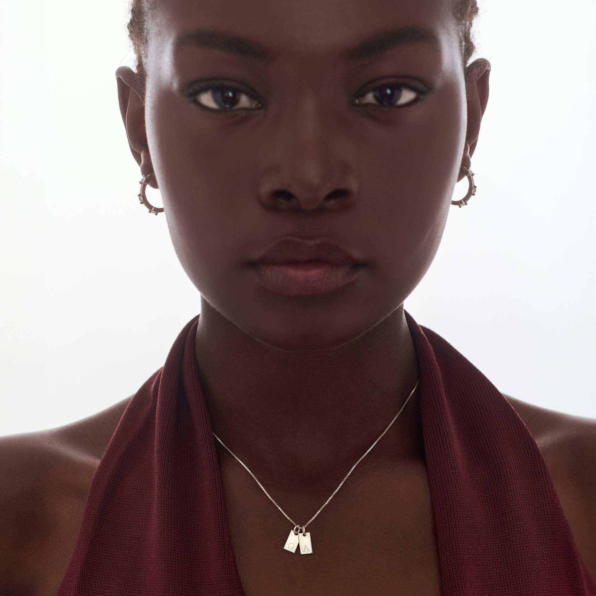 Tag Initial Necklace - Sterling Silver