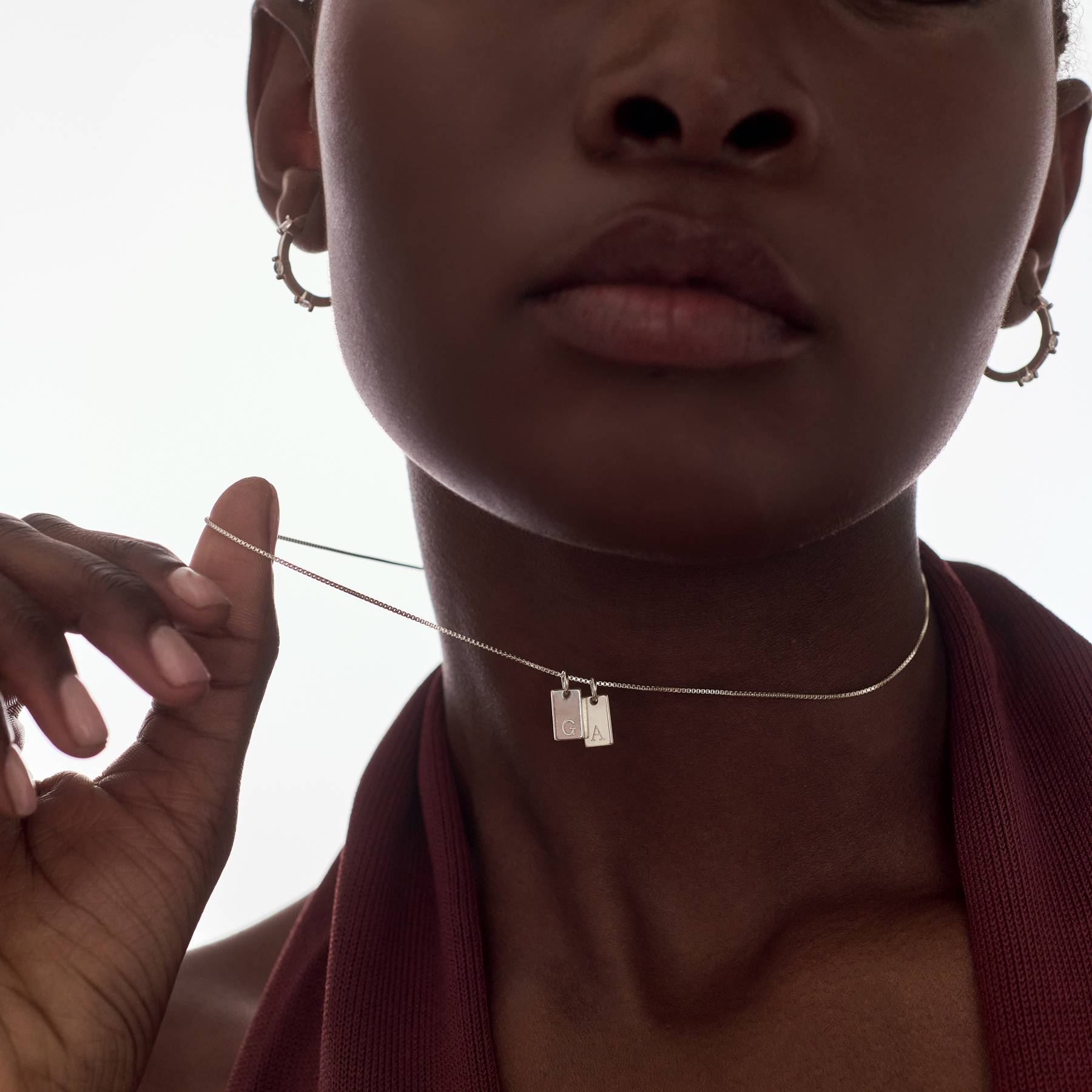 Tag Initial Necklace - Sterling Silver