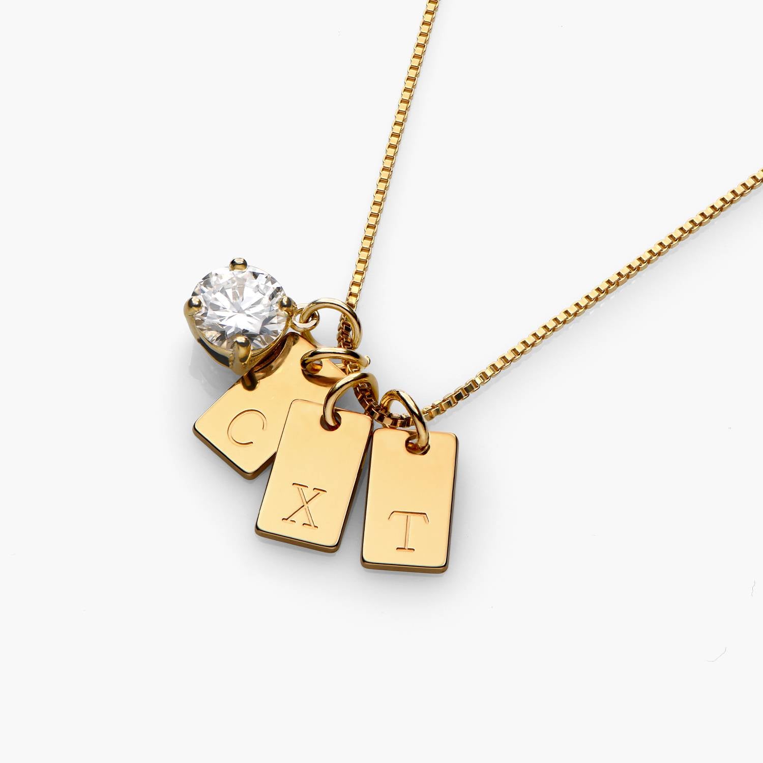 Tag Initial Necklace With 1CT Diamond - 18K Rose Gold Vermeil