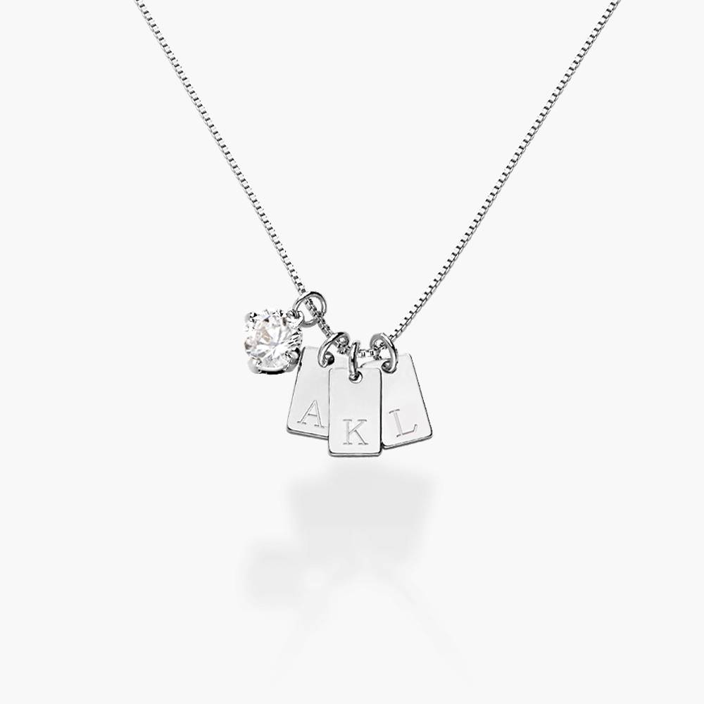 Tag Initial Necklace With 1CT Diamond - Sterling Silver