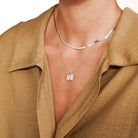 Tag Initial Necklace With Diamond - Sterling Silver