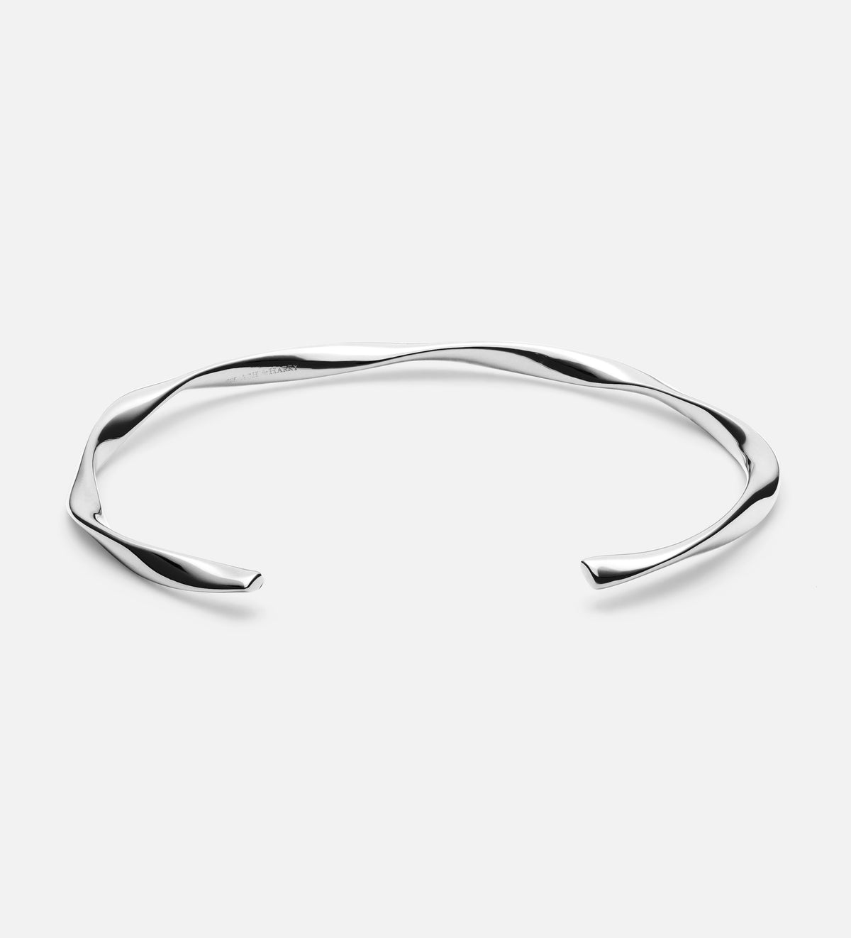 Ripple Wave Cuff Bracelet in Rhodium Plating on 925 Silver - Ash & Harry
