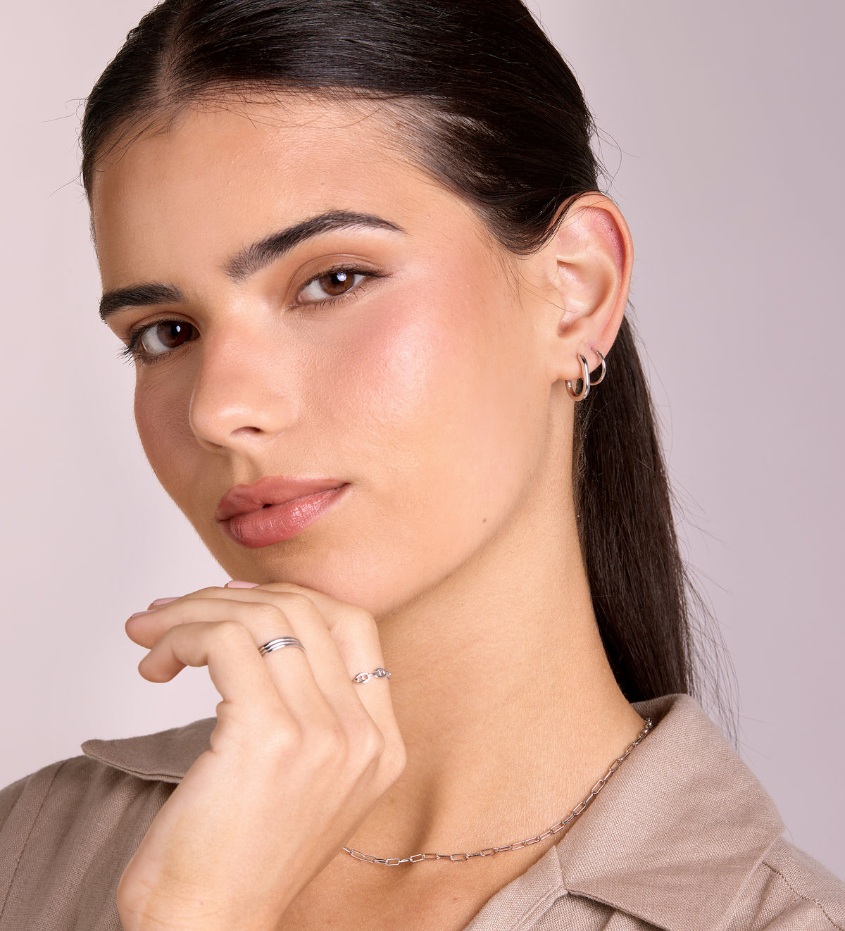 Thin Small Hoops in Rhodium Plating on 925 Silver - Ash & Harry