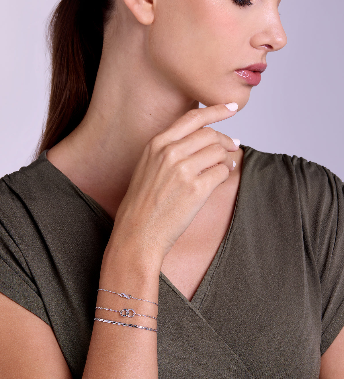 Interlocked Rings Bracelet in Rhodium Plating on 925 Silver - Ash & Harry