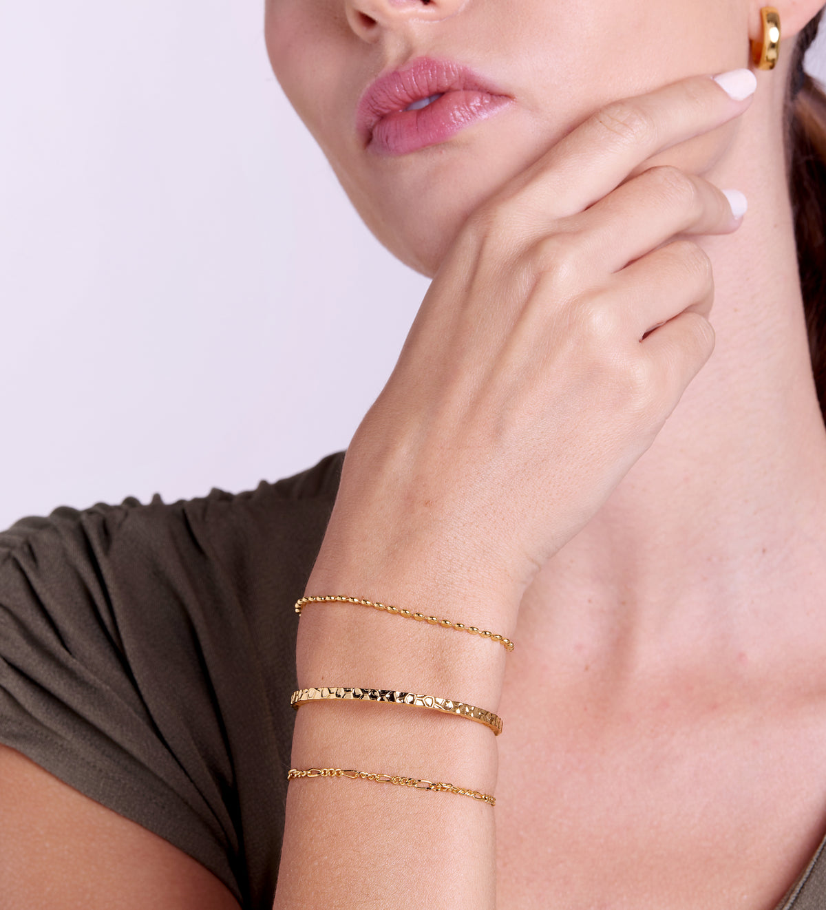 Flat Beaded Bracelet in 18k Gold Plating on 925 Silver - Ash & Harry