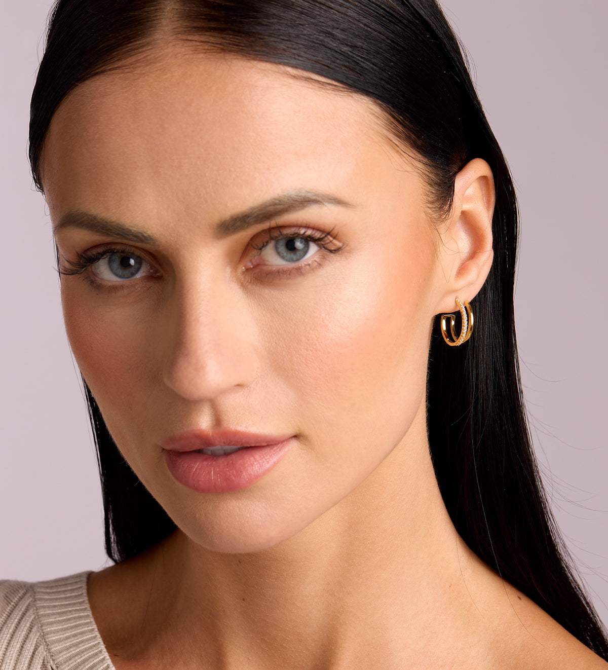 Double Huggie Earrings in 18k Gold Plating on 925 Silver - Ash & Harry