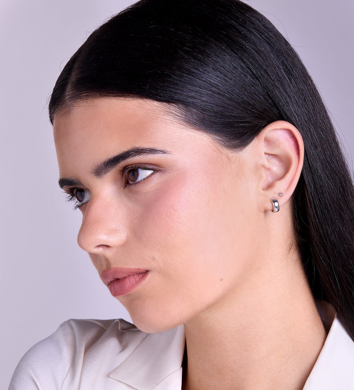 Bold Huggie Hoops in Rhodium Plating on 925 Silver - Ash & Harry