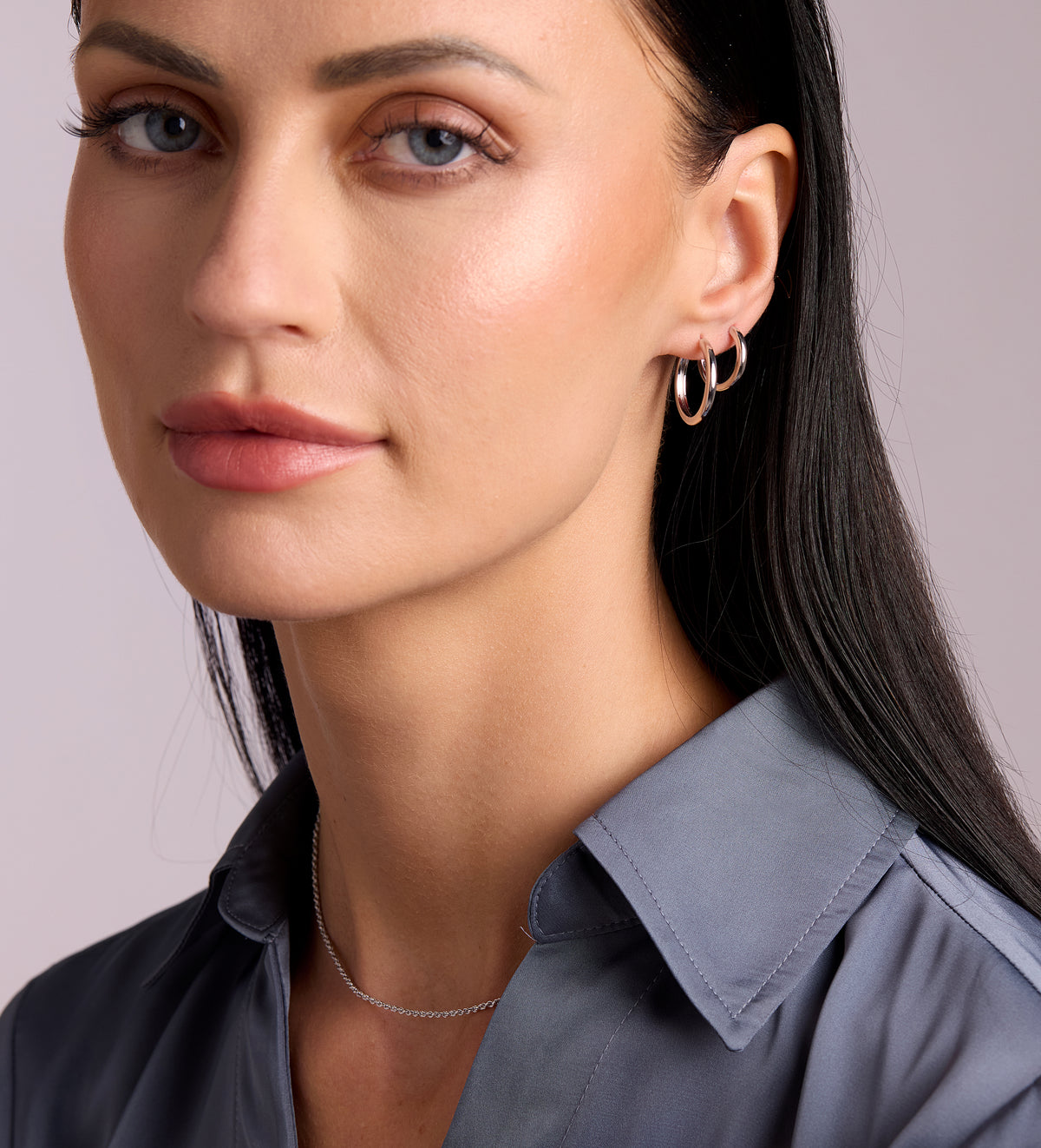 Classic Medium Hoops in Rhodium Plating on 925 Silver - Ash & Harry
