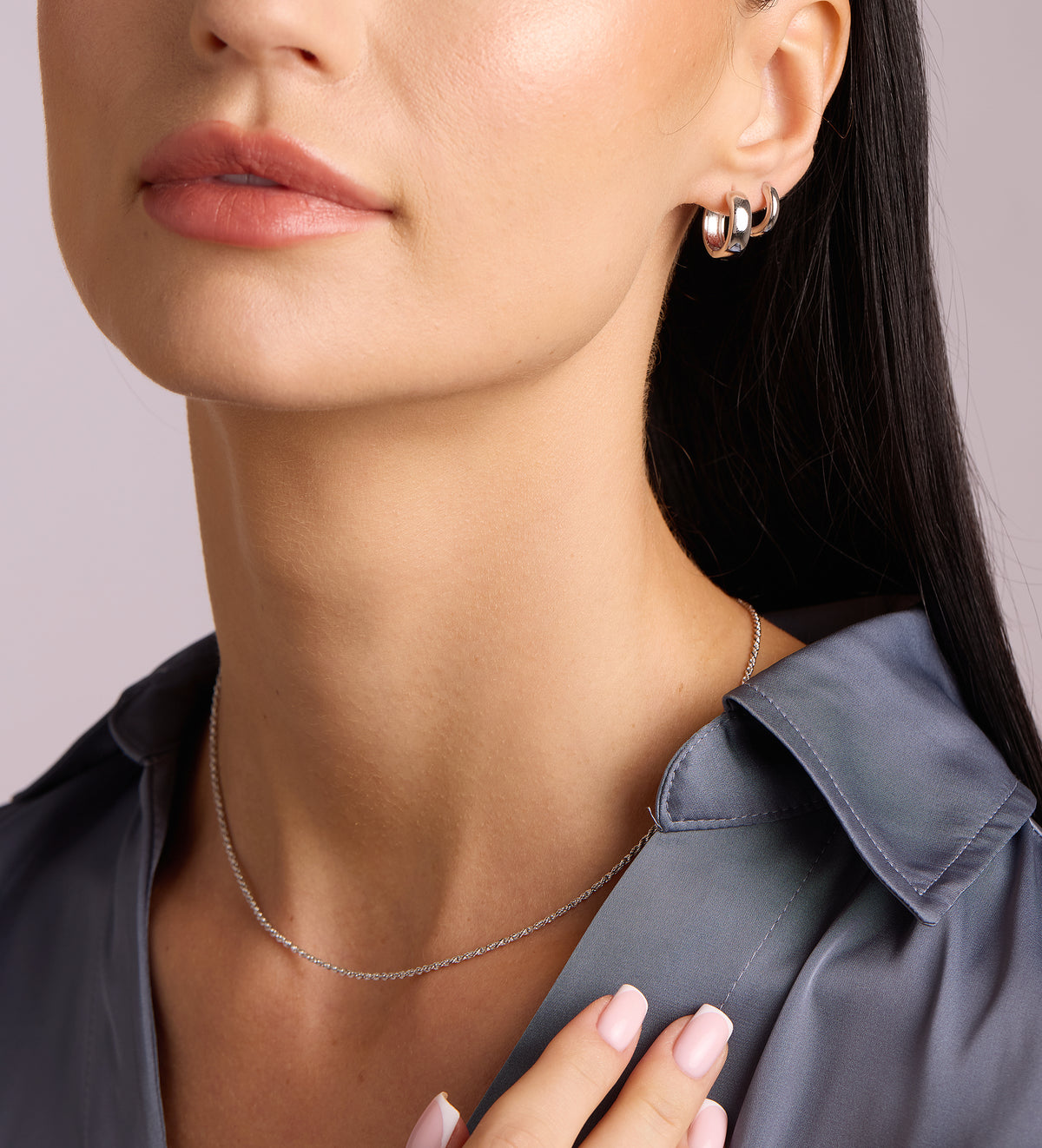 Bold Small Hoops in Rhodium Plating on 925 Silver - Ash & Harry