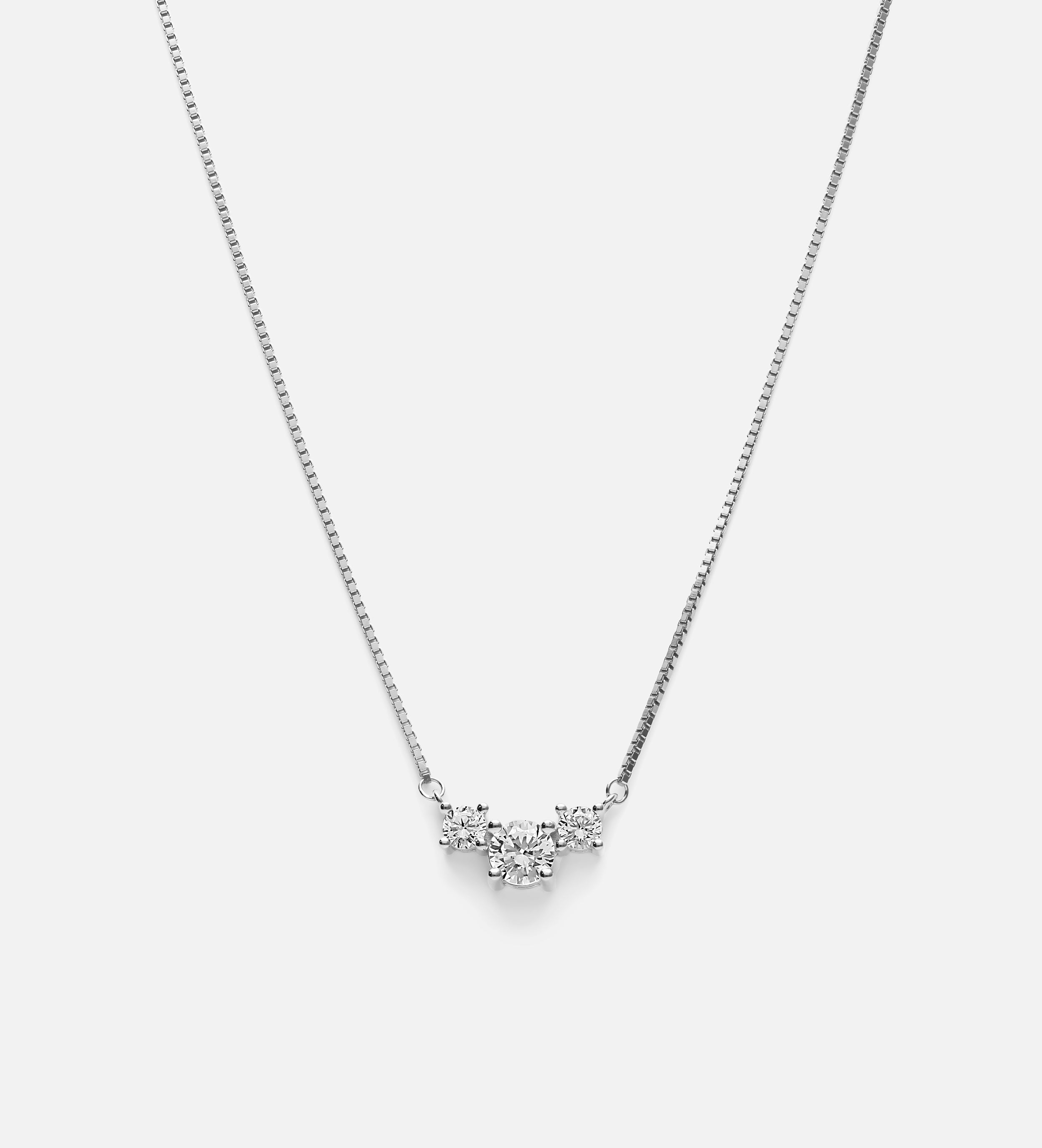 Triple Stone Pendant Necklace in Rhodium Plating on 925 Silver - Ash & Harry