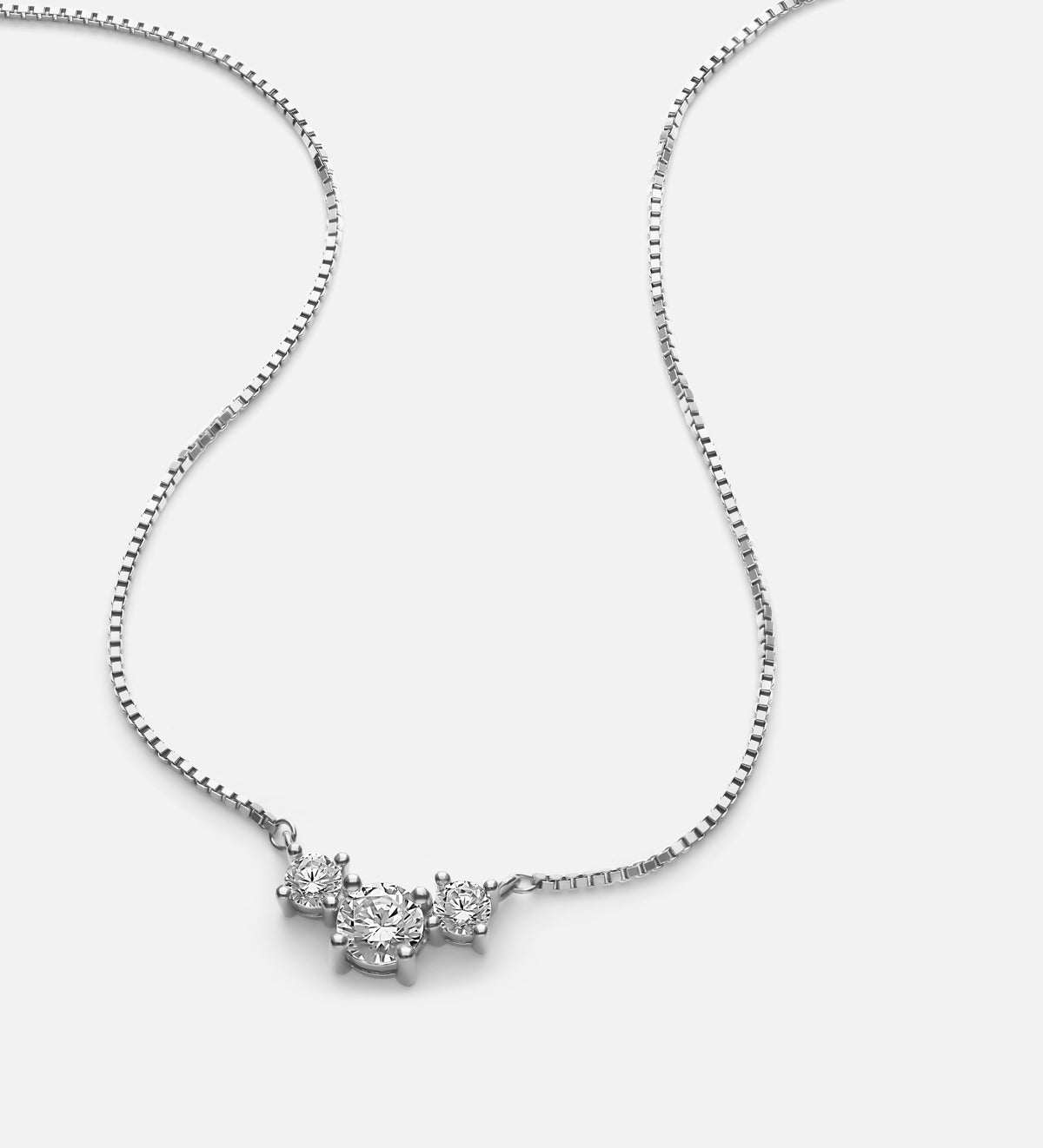 Triple Stone Pendant Necklace in Rhodium Plating on 925 Silver - Ash & Harry
