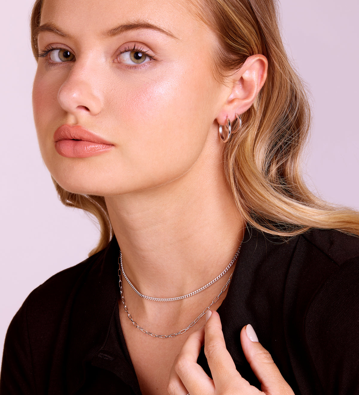 Curb Chain Necklace in Rhodium Plating on 925 Silver - Ash & Harry