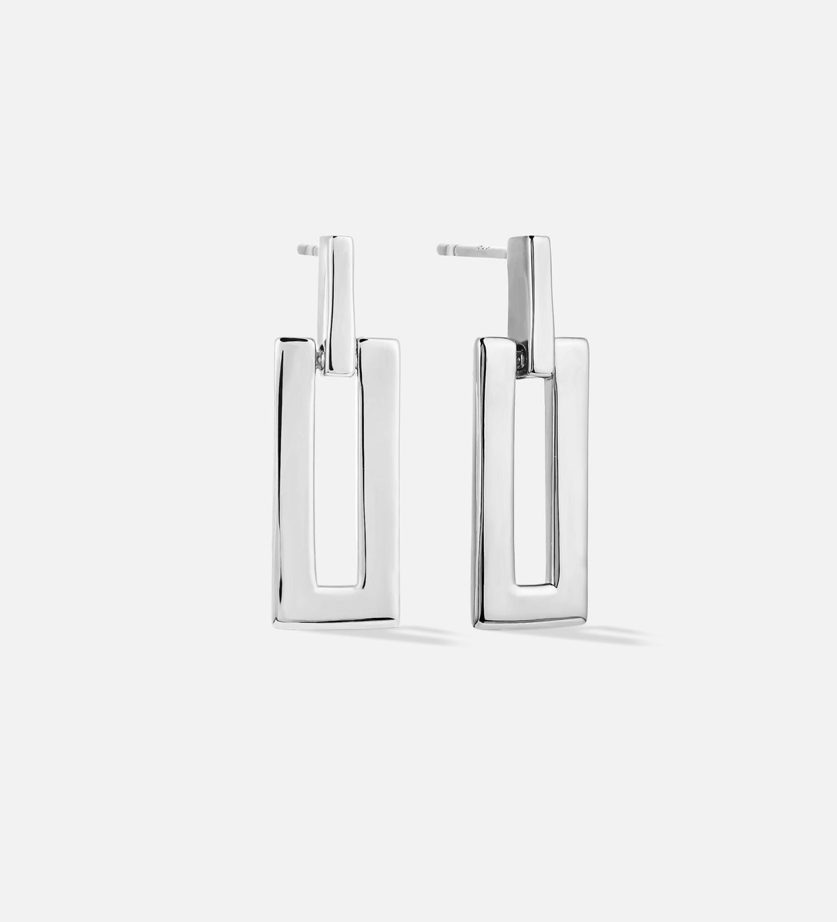 Rectangle Drop Earrings in Rhodium Plating on 925 Silver - Ash & Harry