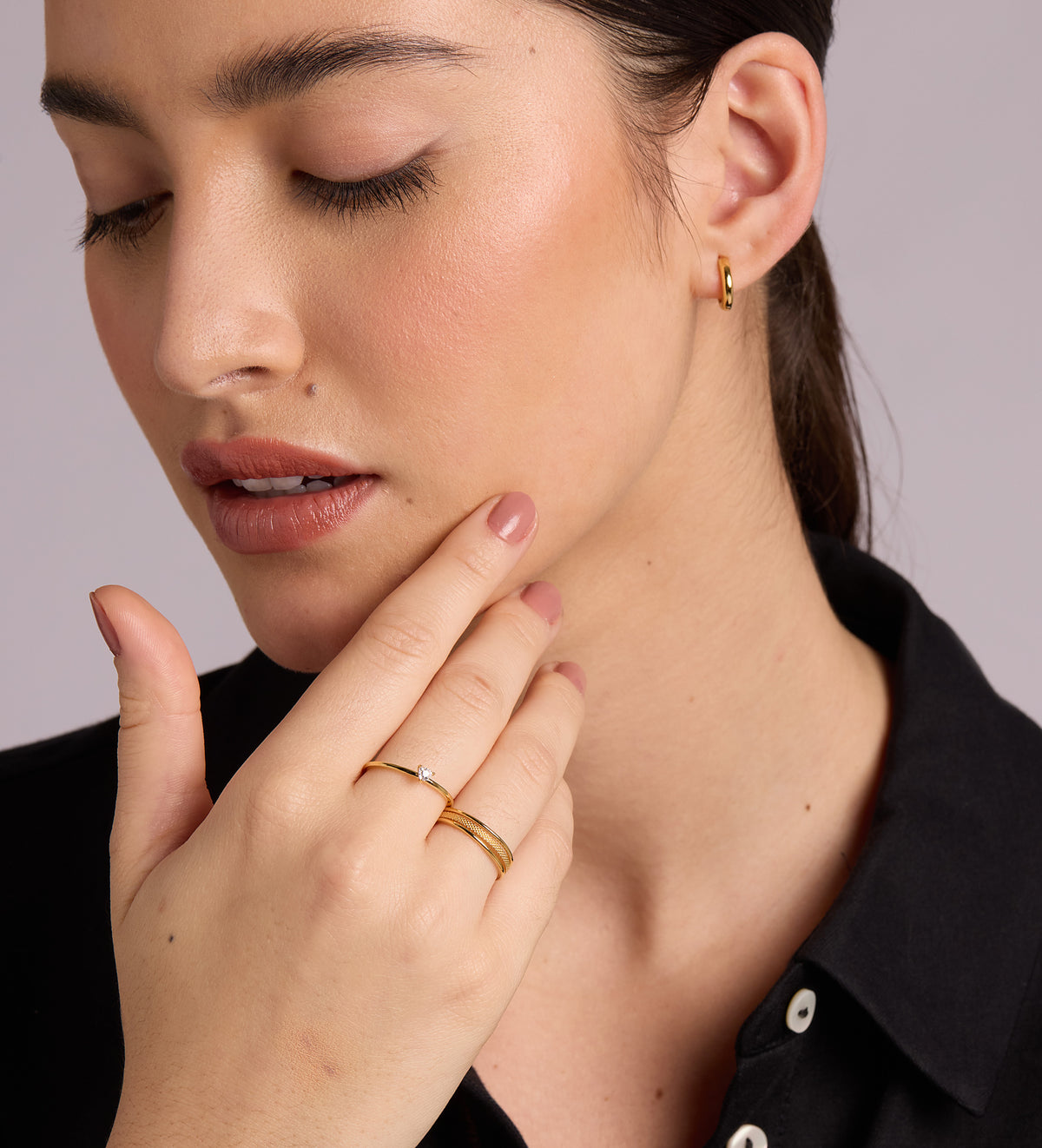 Luna Stacker Ring in 18k Gold Plating on 925 Silver - Ash & Harry
