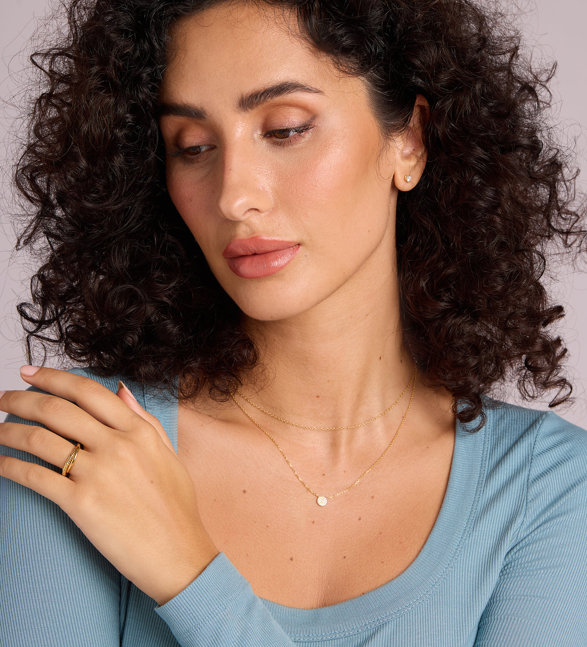 Round Pave Cluster Necklace in 18k Gold Plating on 925 Silver - Ash & Harry