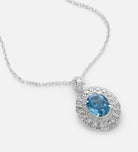 Aquamarine Halo Full Set in Silver - 2 Items - Ash & Harry