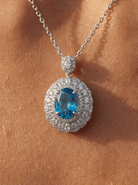 Aquamarine Halo Full Set in Silver - 2 Items - Ash & Harry