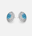 Aquamarine Halo Full Set in Silver - 2 Items - Ash & Harry