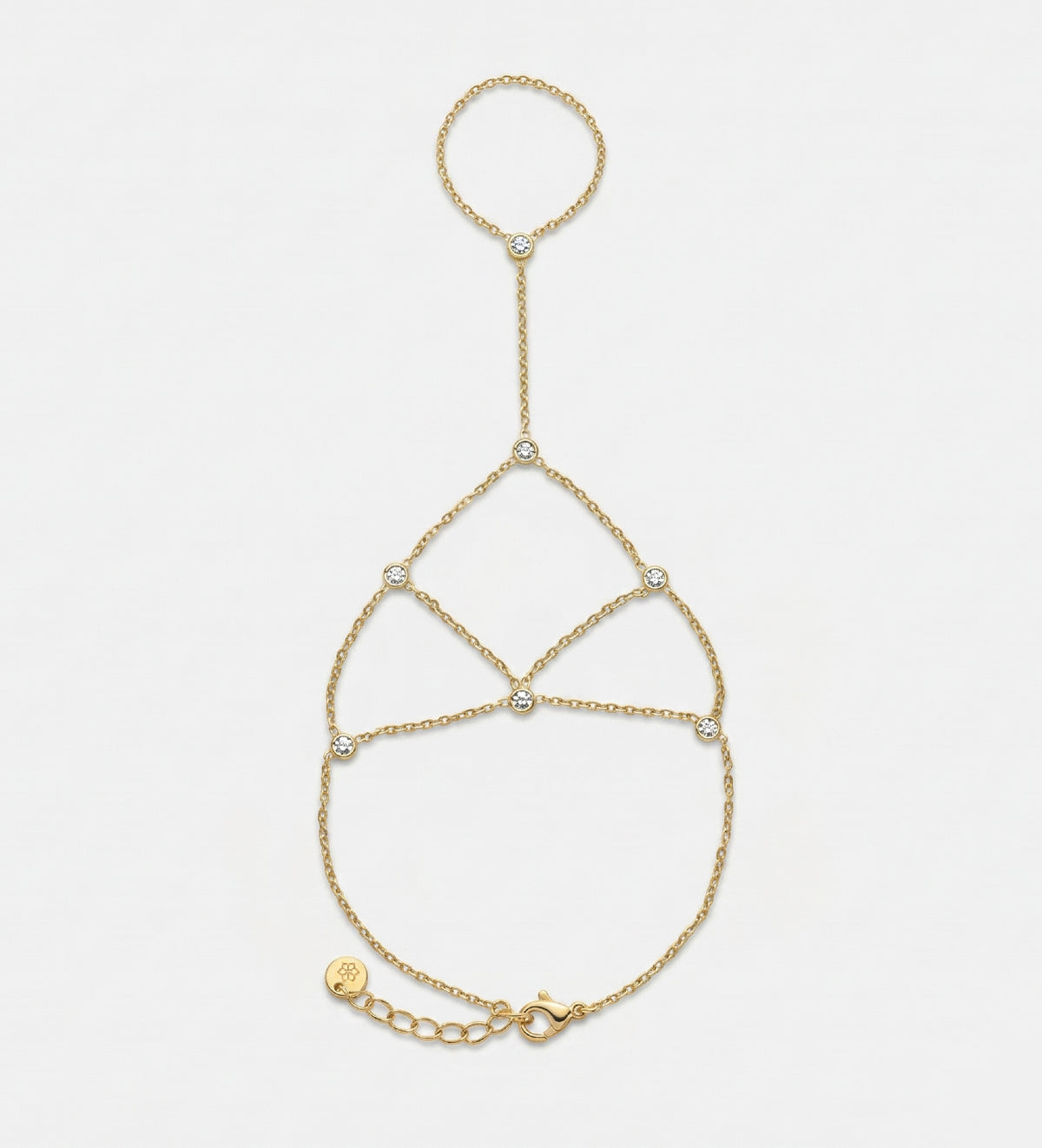 Aura Triangle Hand Chain in Gold With High Quality Simulated Diamonds - Ash & Harry