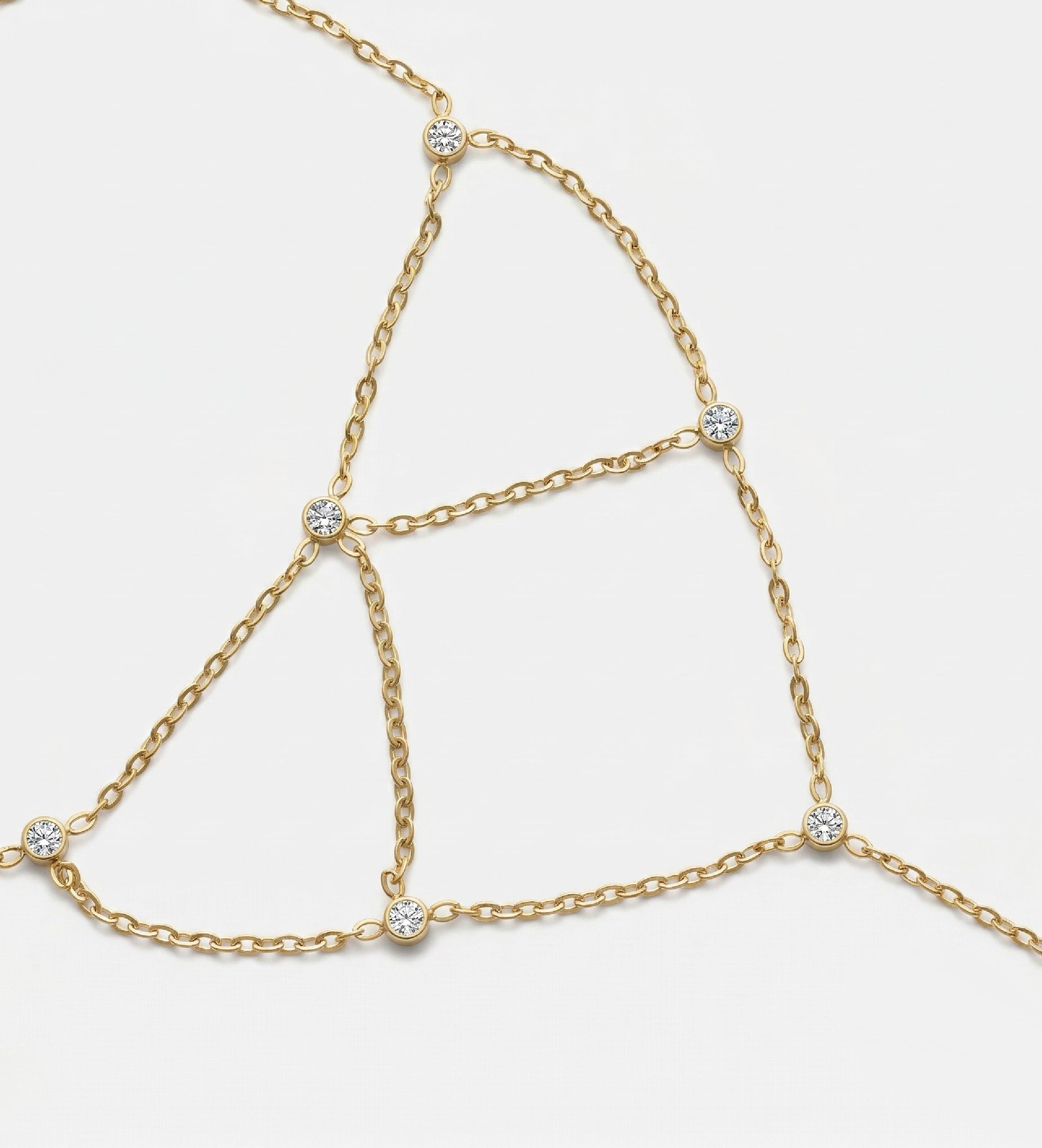 Aura Triangle Hand Chain in Gold With High Quality Simulated Diamonds - Ash & Harry