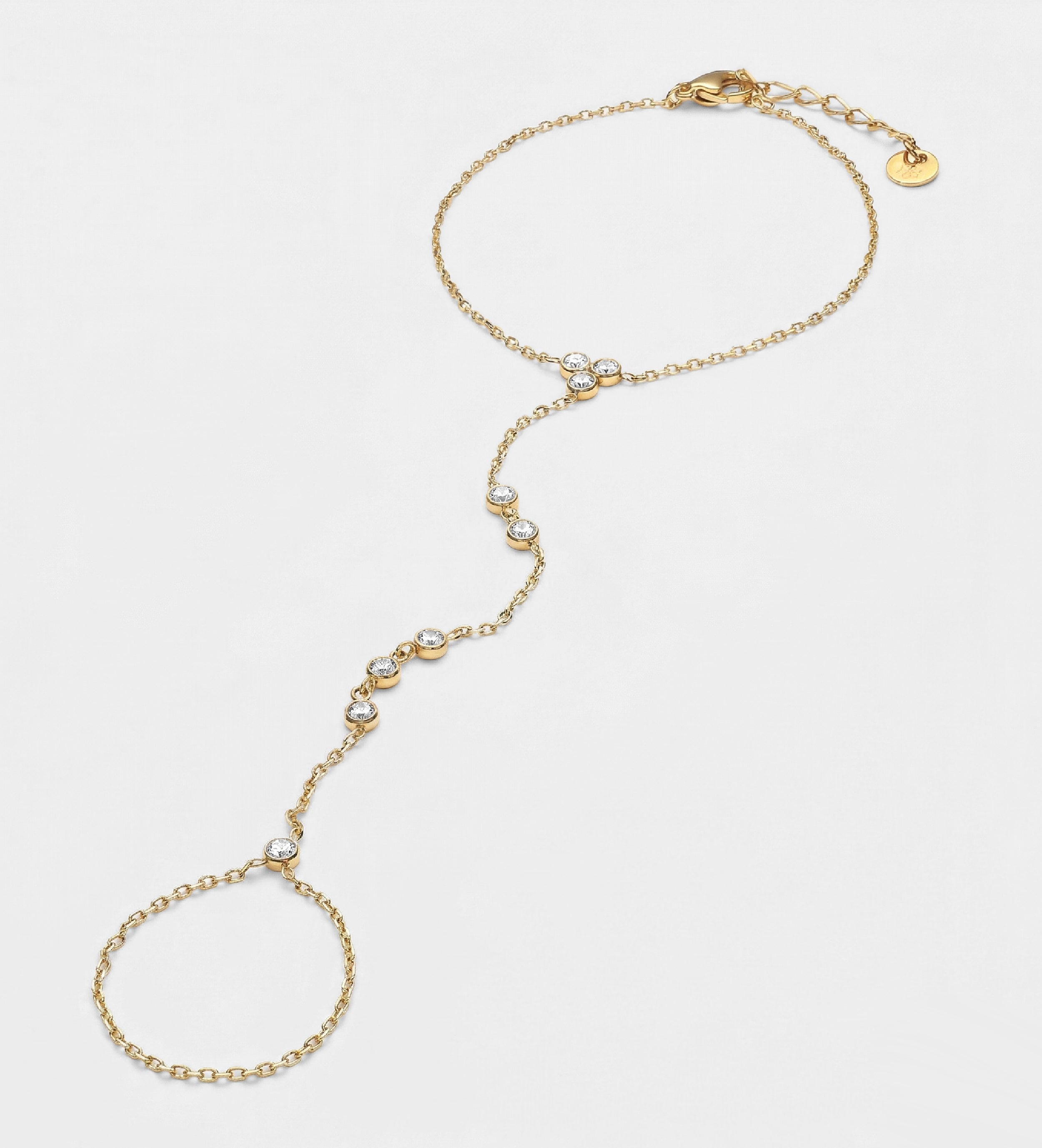 Aurora Line Hand Chain in Gold With High Quality Simulated Diamonds - Ash & Harry