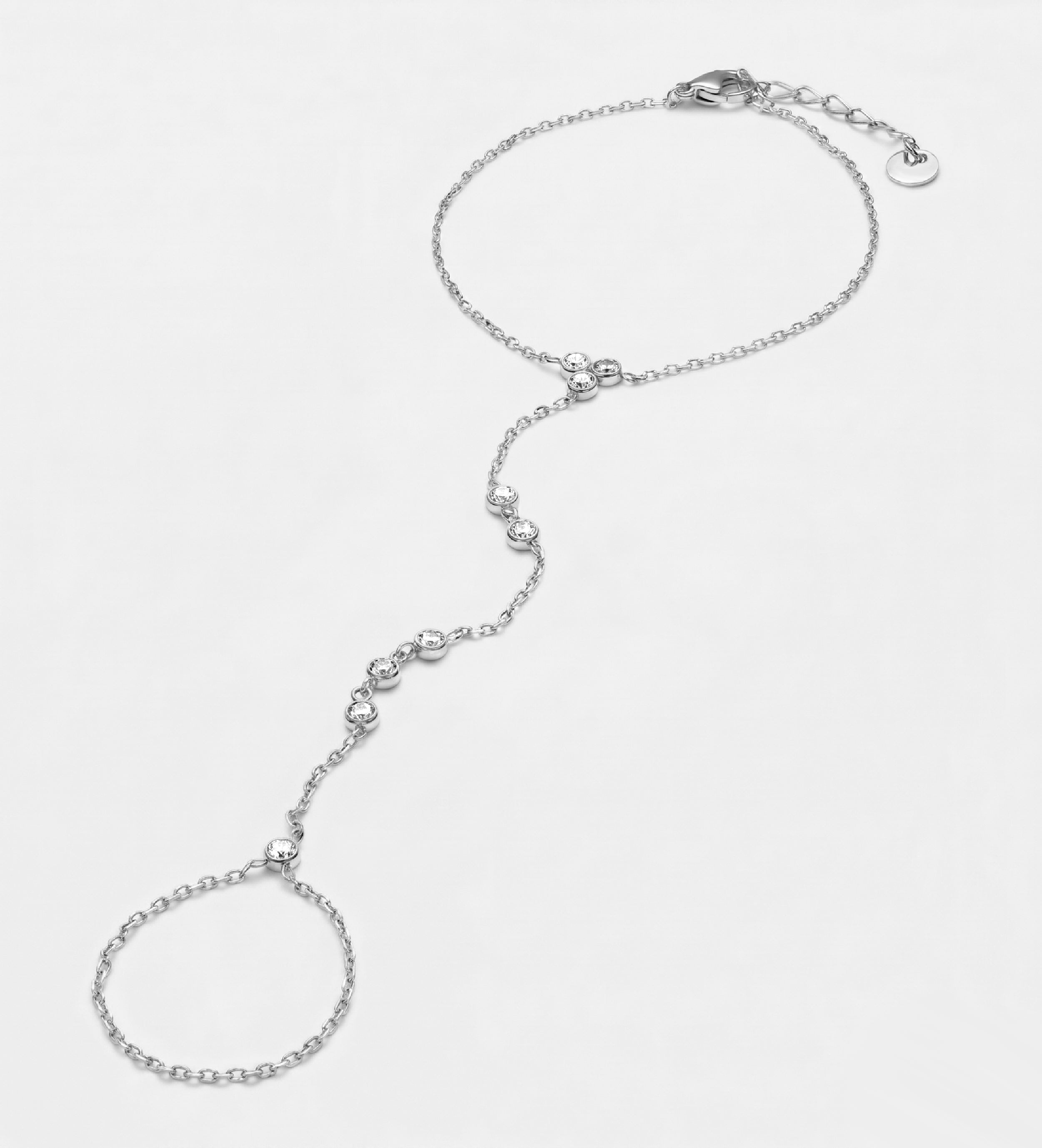 Aurora Line Hand chain in Silver With High Quality Simulated Diamonds - Ash & Harry