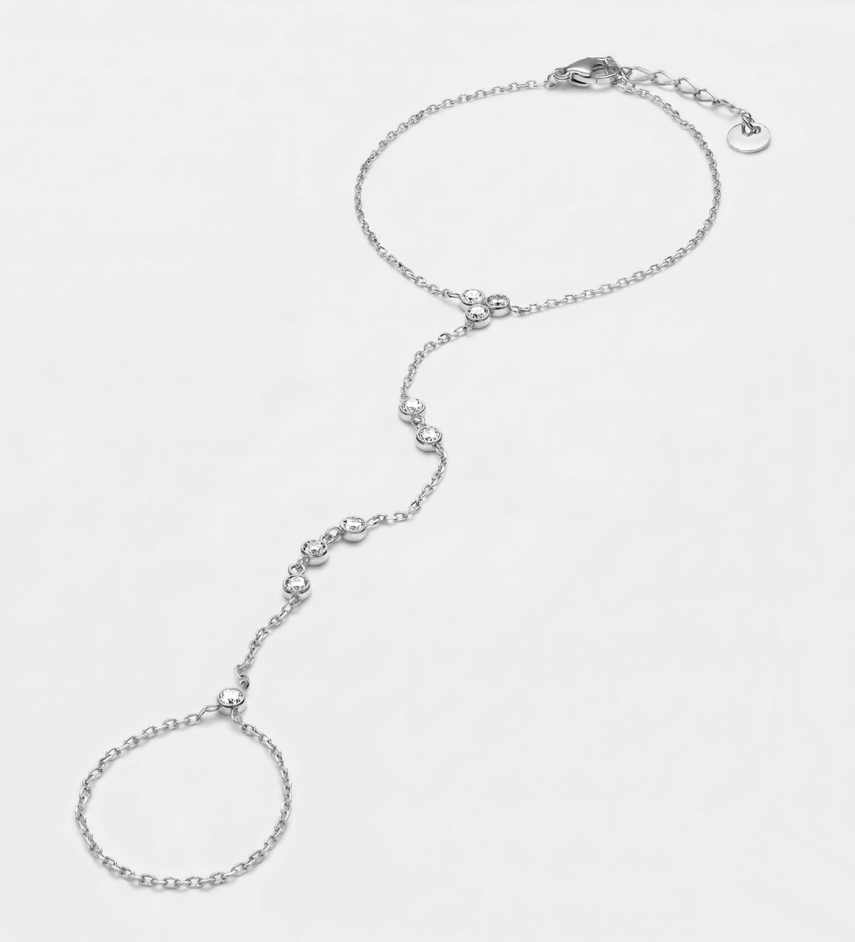 Aurora Line Hand chain in Silver With High Quality Simulated Diamonds - Ash & Harry
