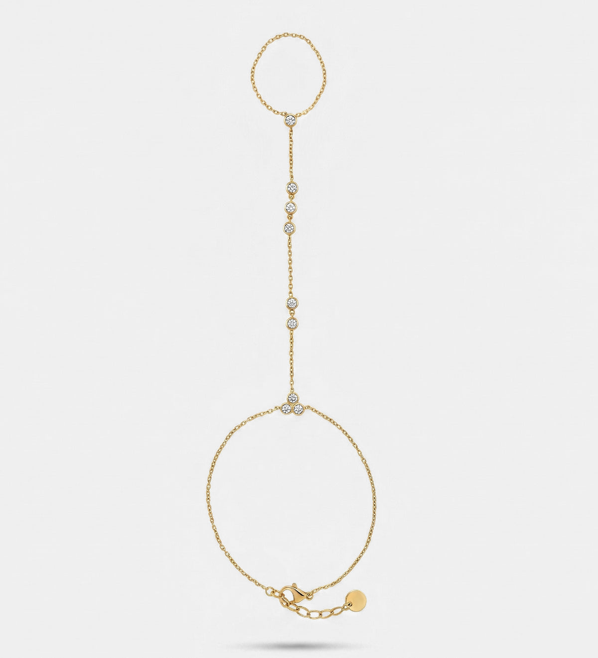 Aurora Line Hand Chain in Gold With High Quality Simulated Diamonds - Ash & Harry