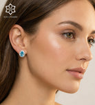 Azure Pear Studs in 925 Silver High Quality Simulated Diamonds and Crafted Pear - Cut Aquamarine Stones - Ash & Harry