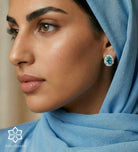 Azure Pear Studs in 925 Silver High Quality Simulated Diamonds and Crafted Pear - Cut Aquamarine Stones - Ash & Harry