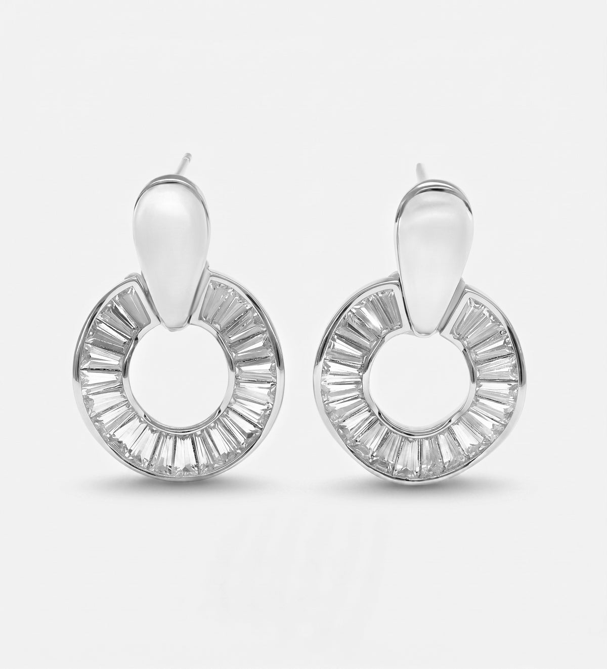 Baguette Halo Drop Earrings With High Quality Simulated Diamonds - Ash & Harry