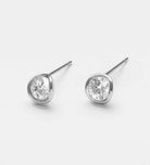 Bezel - Set Solitaire Stud Earrings With High Quality Simulated Diamond - Ash & Harry