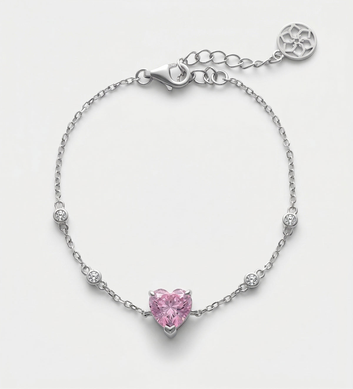 Blushing Heart Bracelet in Rhodium Plating on 925 Silver - Ash & Harry