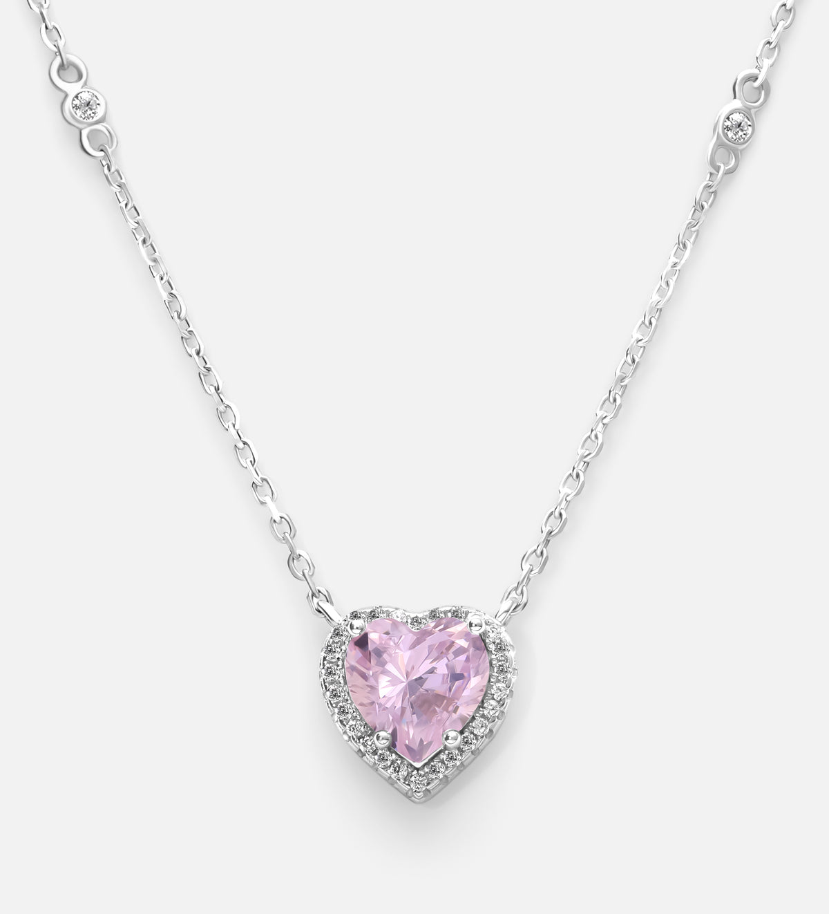 Blushing Heart Halo Pendant in 925 Silver with High - Quality White Simulated Diamonds - Ash & Harry