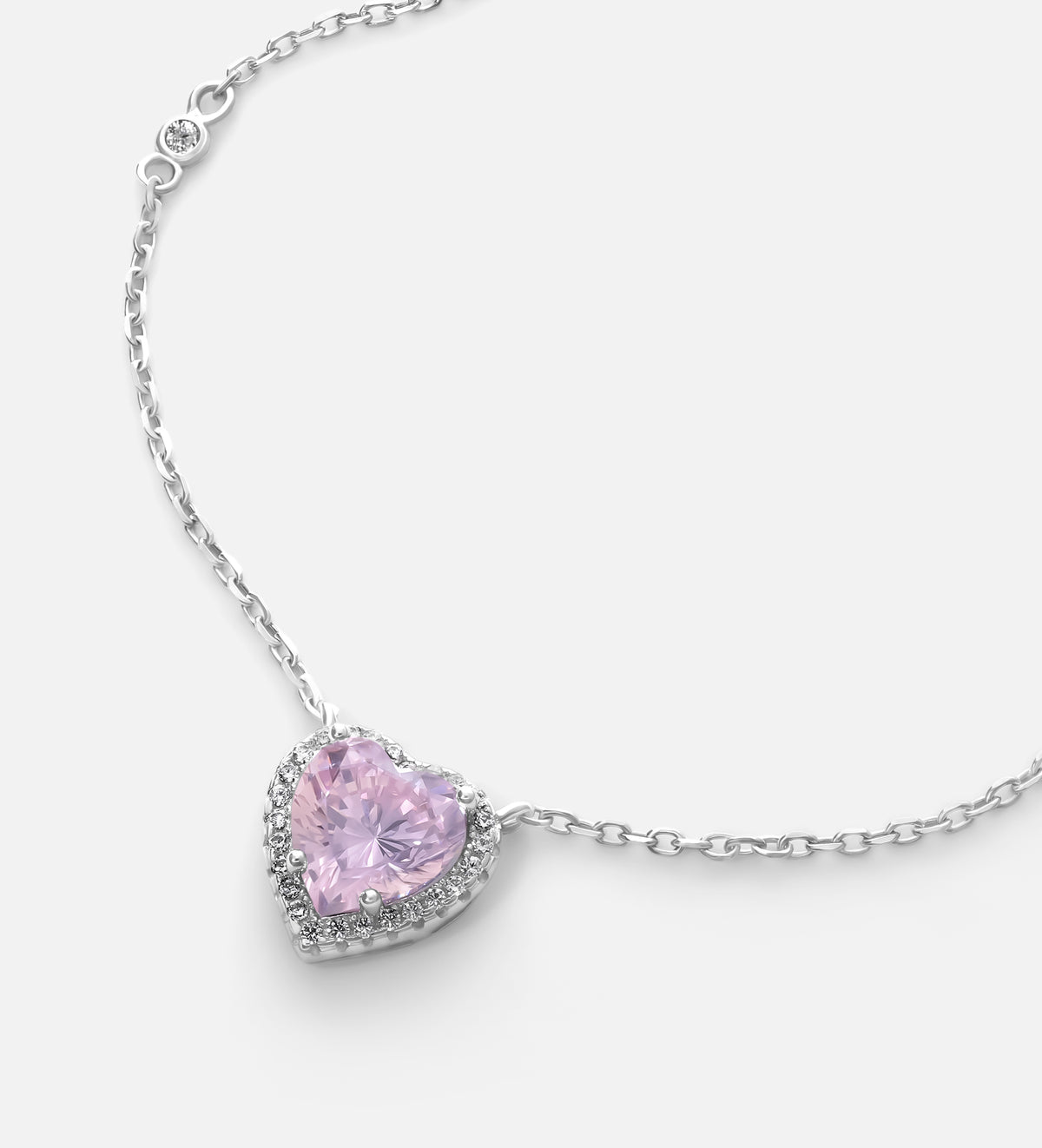 Blushing Heart Halo Pendant in 925 Silver with High - Quality White Simulated Diamonds - Ash & Harry