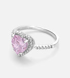 Blushing Heart Halo Ring in 925 Silver with High - Quality Pink and White Simulated Diamonds - Ash & Harry