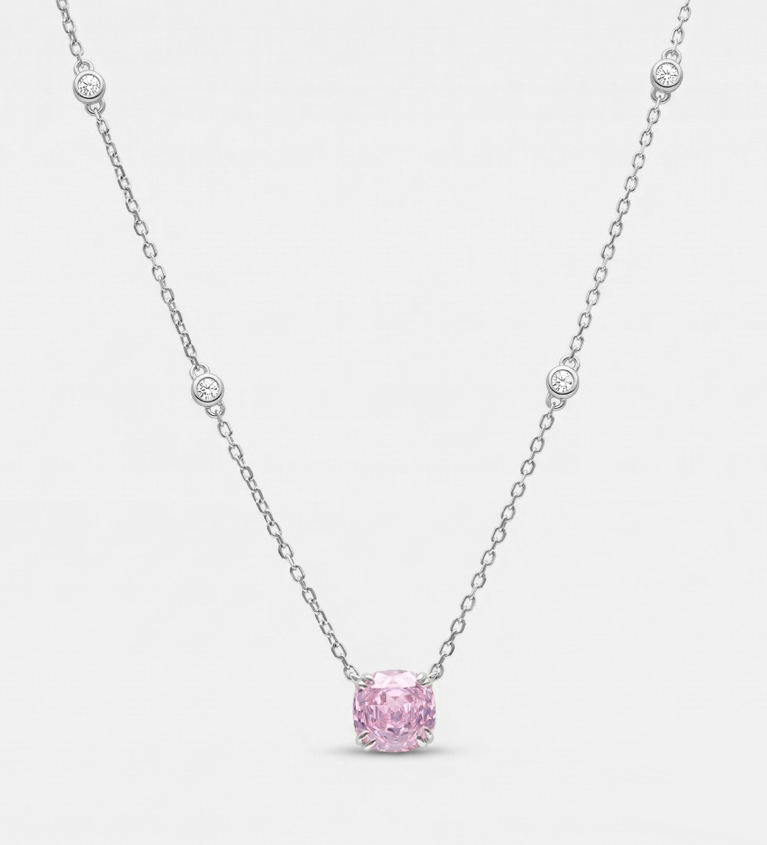 Blushing Rose Necklace in 925 Silver with High - Quality White and Pink Simulated Diamonds - Ash & Harry
