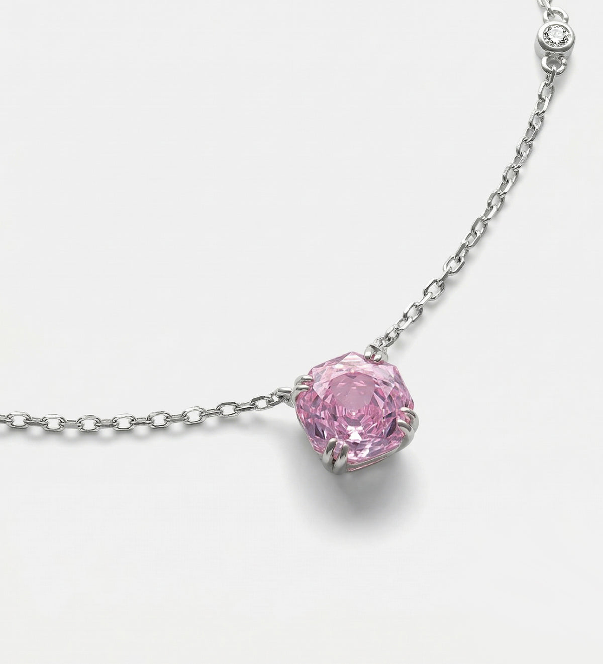 Blushing Rose Necklace in 925 Silver with High - Quality White and Pink Simulated Diamonds - Ash & Harry