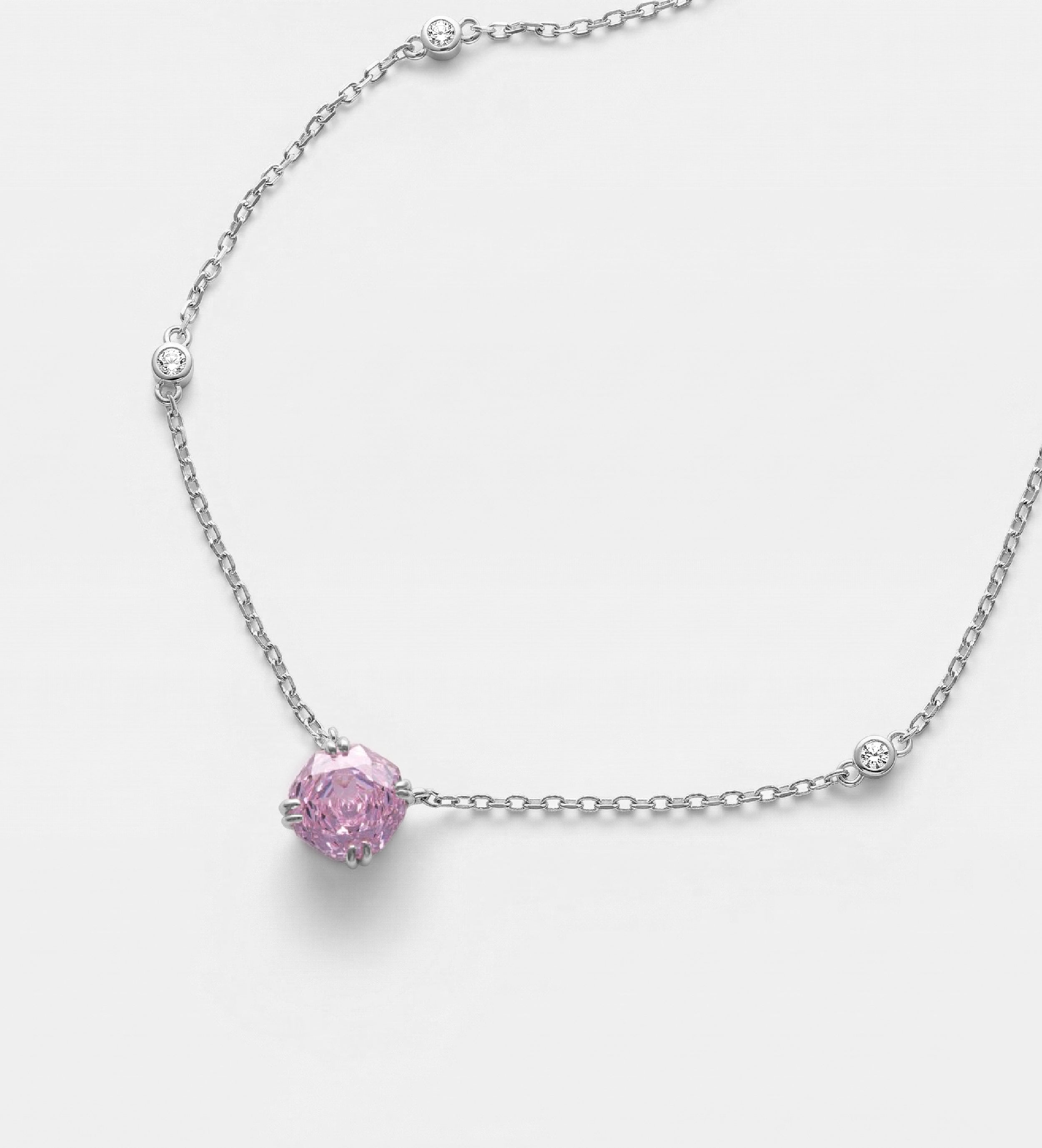 Blushing Rose Necklace in 925 Silver with High - Quality White and Pink Simulated Diamonds - Ash & Harry