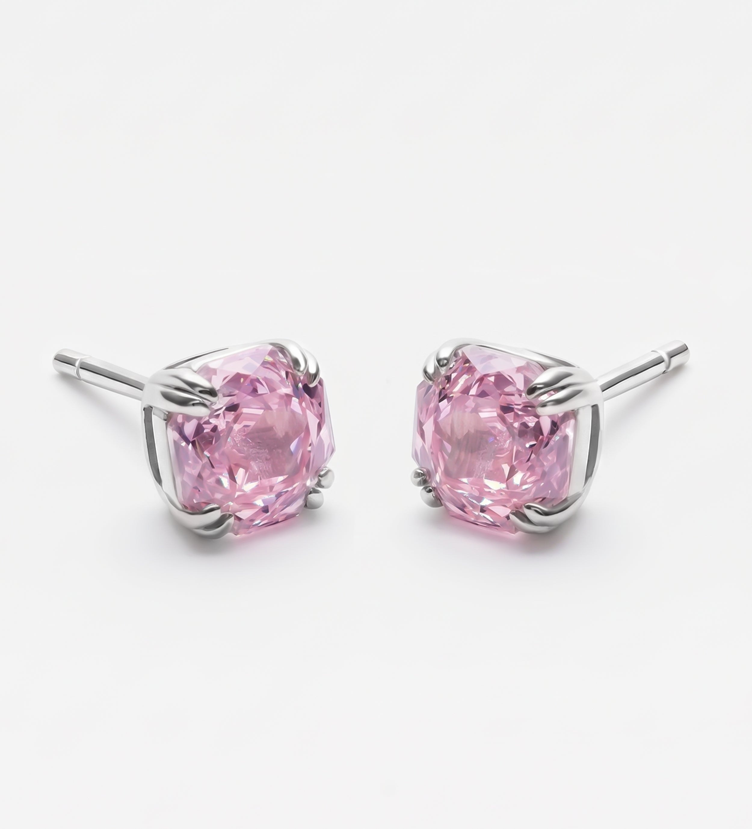 Blushing Rose Glow Studs in 925 Silver with High - Quality Pink Simulated Diamond - Ash & Harry