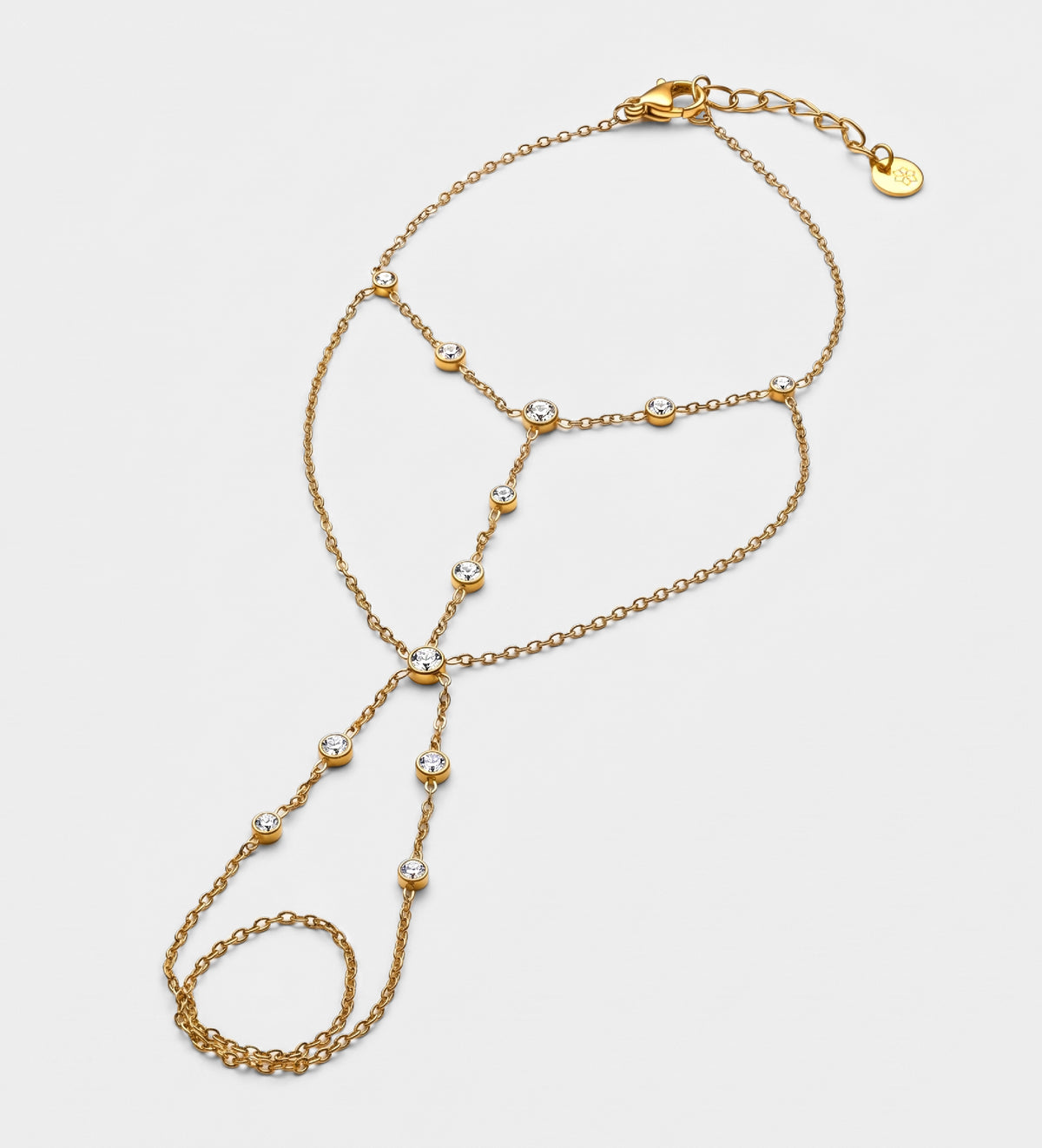 Boho Lines Hand Chain in Gold With High Quality Simulated Diamonds - Ash & Harry
