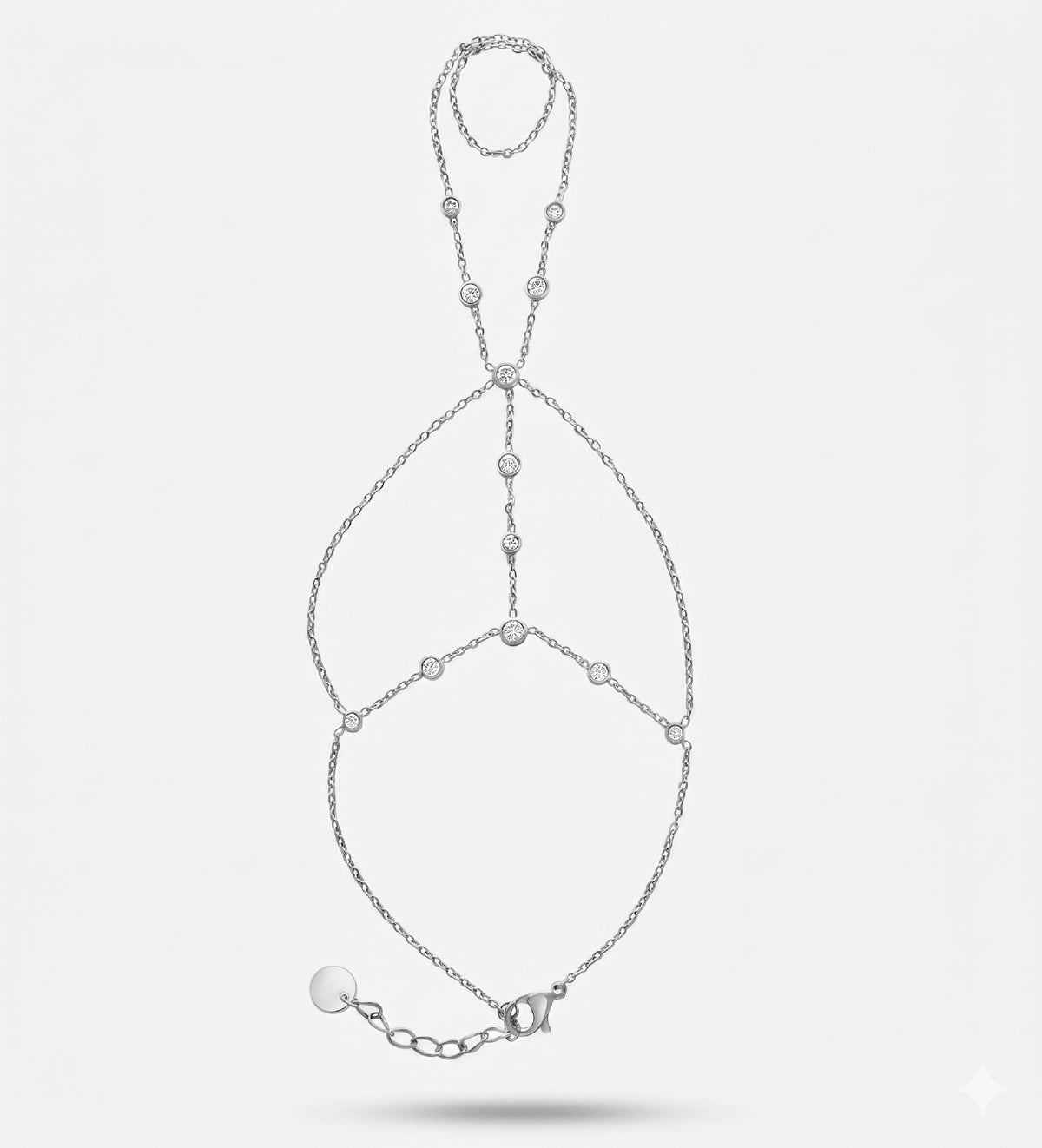 Boho Lines Hand Chain in Silver With High Quality Simulated Diamonds - Ash & Harry