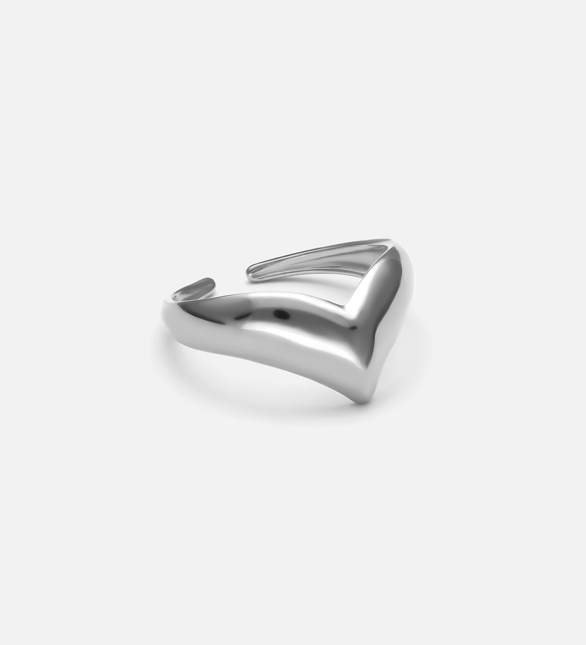 Bold Chevron Ring in Rhodium Plating - Ash & Harry