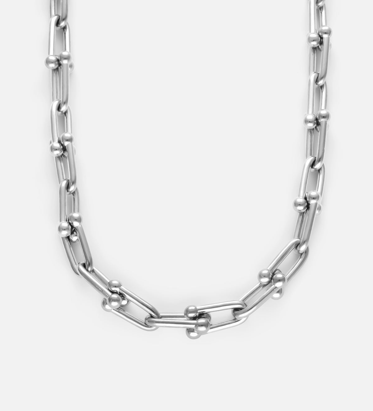 Bold Orb Linked Chain Necklace in Silver - Ash & Harry