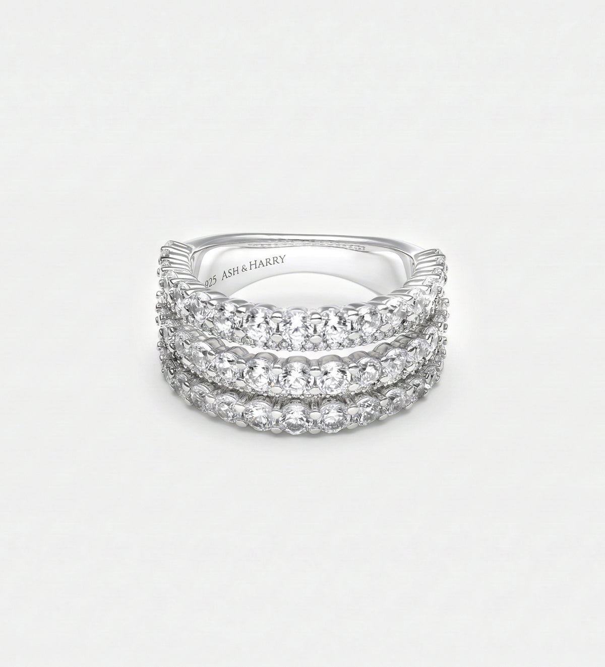 Brilliance Stack Ring in 925 Silver with High - Quality Simulated Diamonds - Ash & Harry