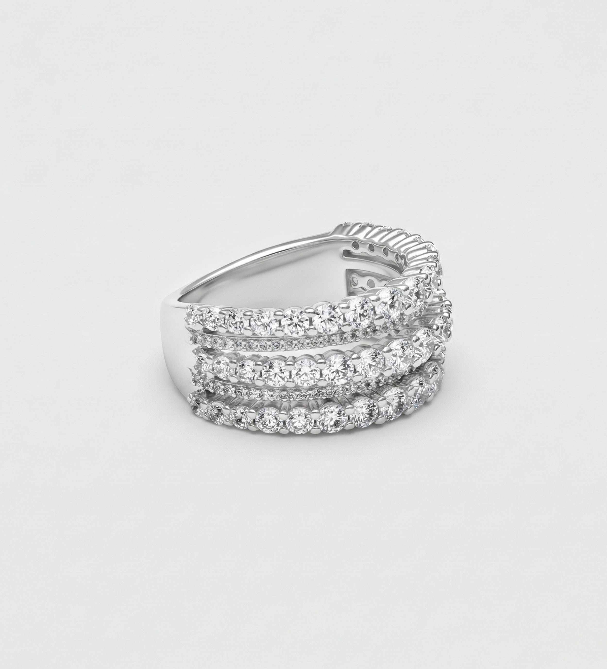 Brilliance Stack Ring in 925 Silver with High - Quality Simulated Diamonds - Ash & Harry