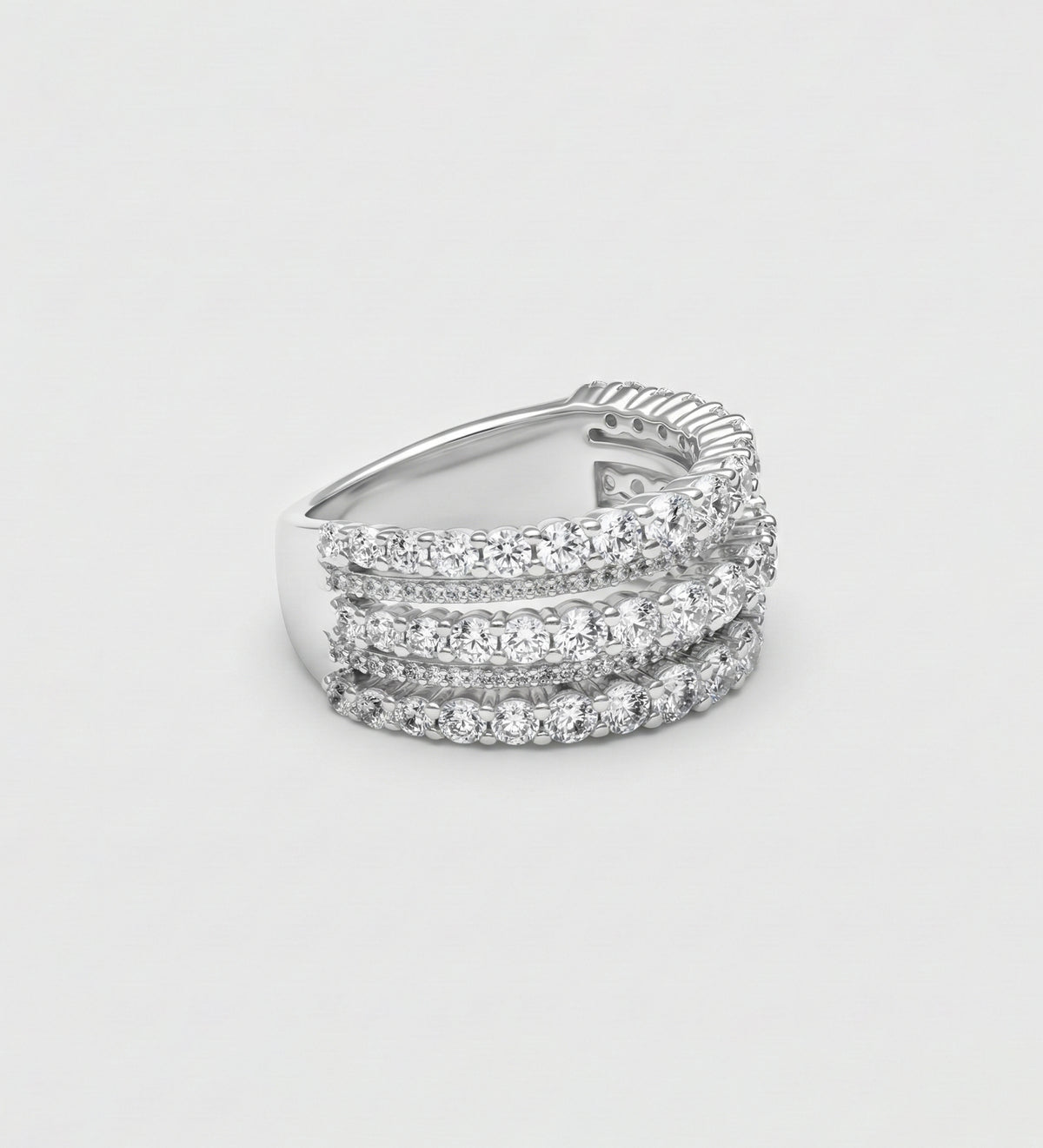 Brilliance Stack Ring in 925 Silver with High - Quality Simulated Diamonds - Ash & Harry